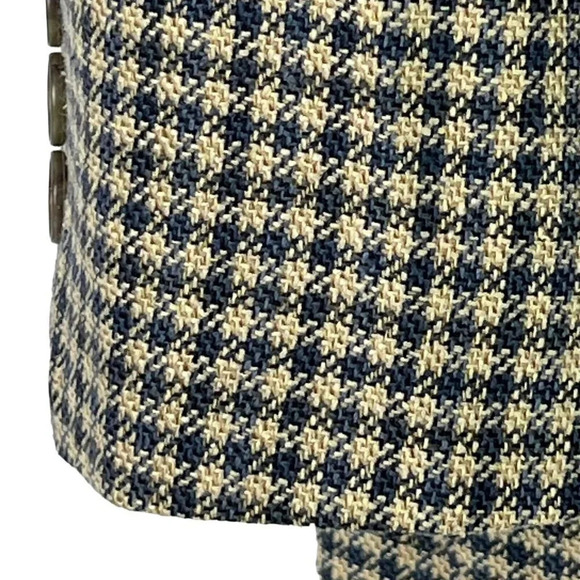 Club Room Pantex Silk Wool Blend Mens 42R Blazer Jacket Coat Brown Blue Gingham - Picture 6 of 11